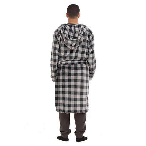 Snuggs Blanket Robe Grey Checkered